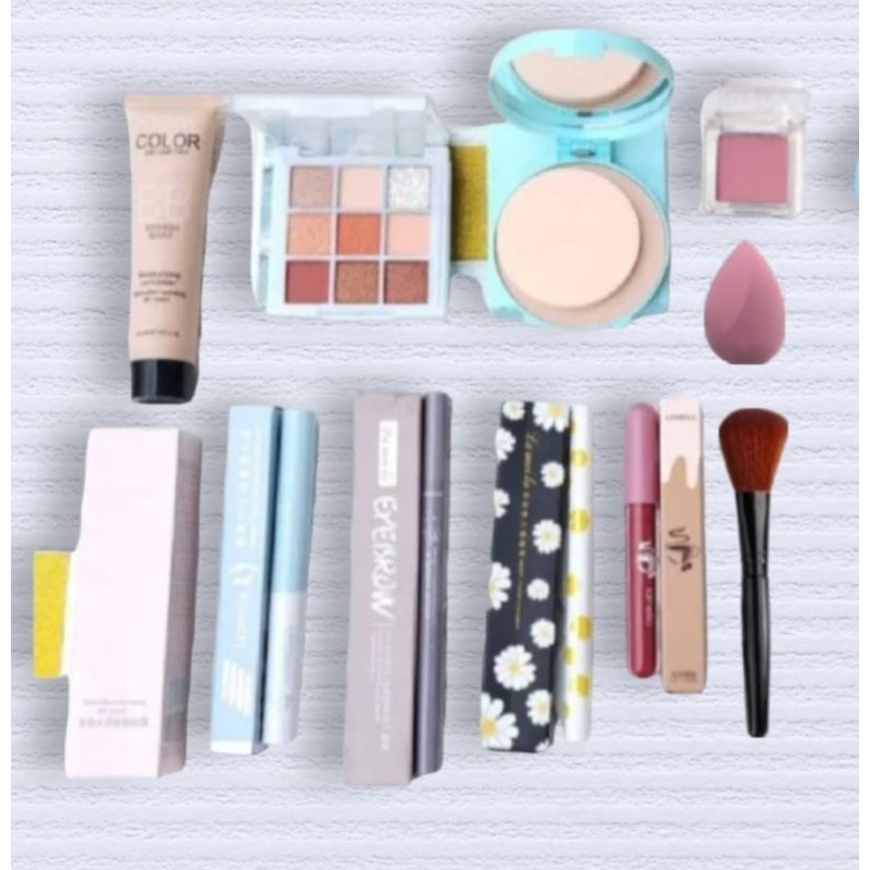 PAKET KOSMETIK CERIA 10 IN 1 BY ZY COSMETIC (EYE SHADOW 9 WARNA)