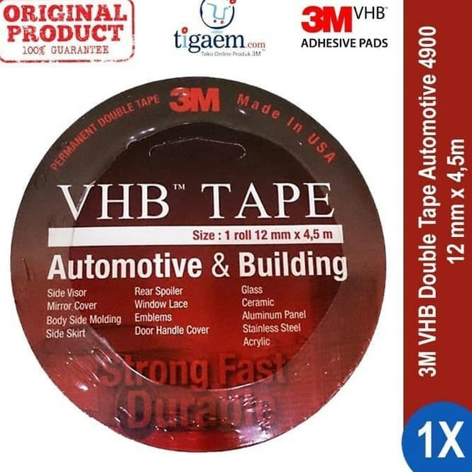 

ART D37U 3M VHB 12mm x 45m Double Tape Foam Merah Otomotif Building ORI