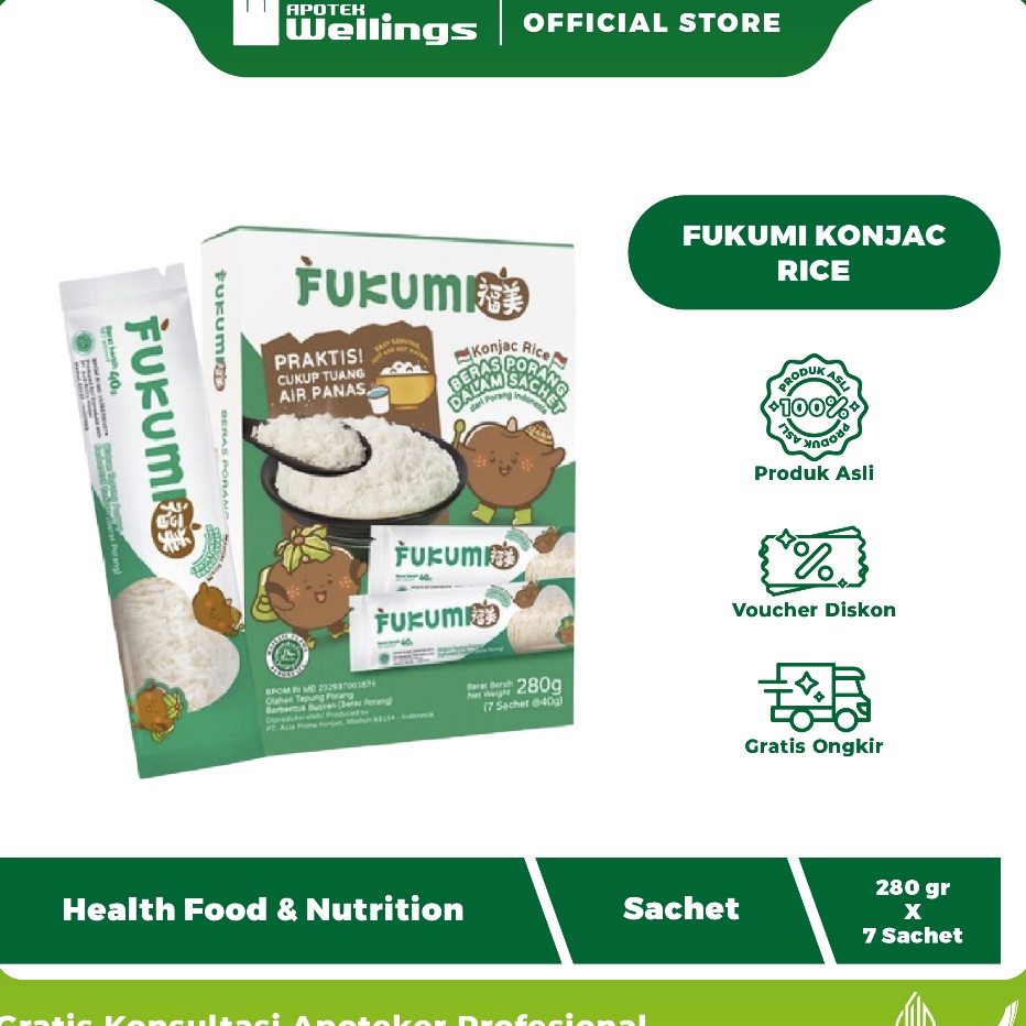 

COD FUKUMI KONJAC RICE BERAS PORANG RENDAH KALORI 7 SACHET 28 GR