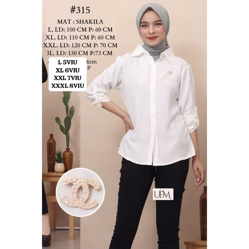 Kemeja Wanita Putih Polos Lengan Panjang | Blus Kantor