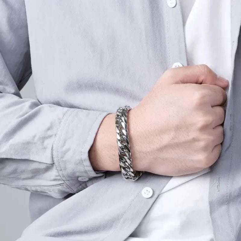 OBRAL MURAH Gelang Rantai Pria Titanium Anti Karat Crom Baja Putih Asli Rante Gelang Punk Monel Asli