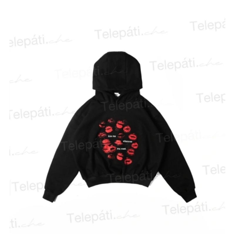 HOODIE TELEPATI KISS ME BLACK ORIGINAL