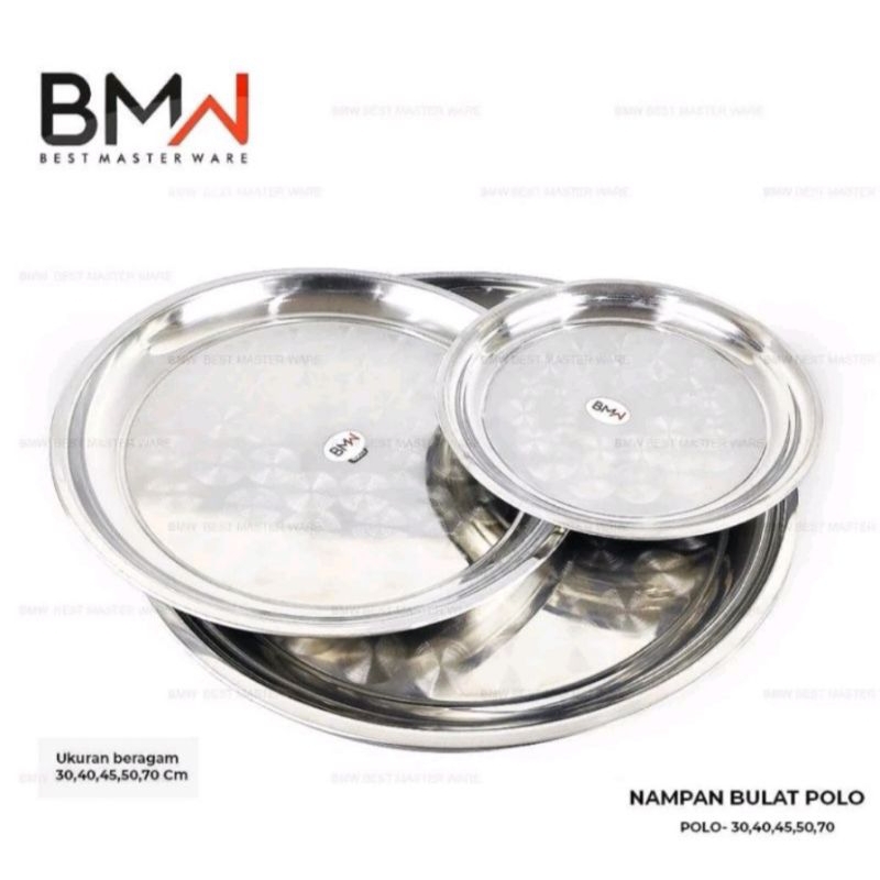 Nampan Bulat Polos Stainless 50cm / Nampan Bulat Stainless Steel/ Baki