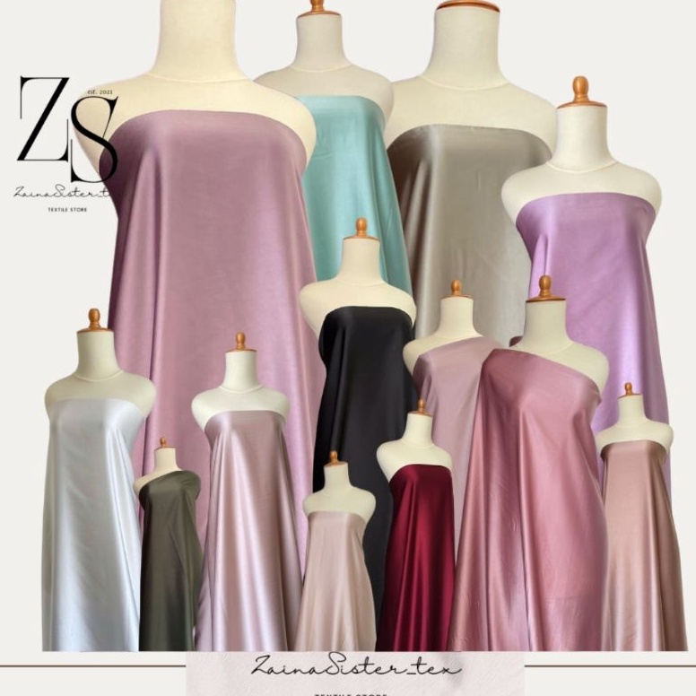 Original Bahan Satin Maxmaraa Silk Lux Premium Meteran Mewah Warna Hijau Sage Green