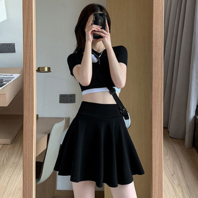 Rok TikTok mini korea terbaru Korean style Rok polos skrit wanita kekinian Rok korea pendek di atas 