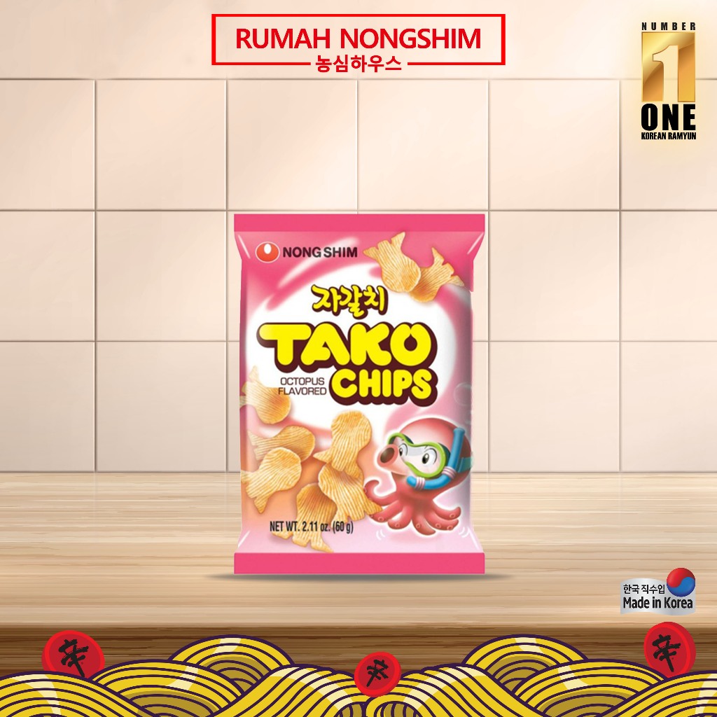 

NONGSHIM - TAKO CHIPS 60g Made in Korea [Korean Seafood Snack] [Kerupuk Rasa Gurita]