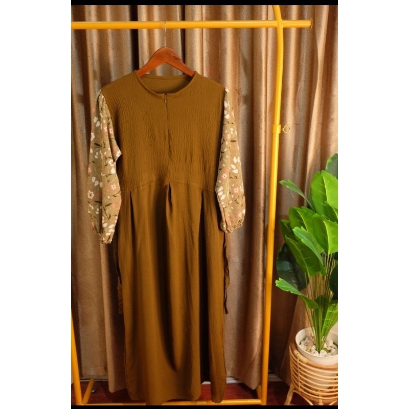 midi dewasa dress busui motif bunga kecil
