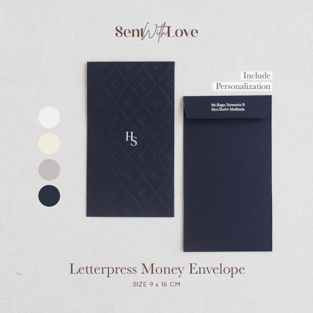 

Amplop Uang Premium Letterpress Custom Nama (9 x 16 cm) / Angpao Wedding Angpau Ulang Tahun