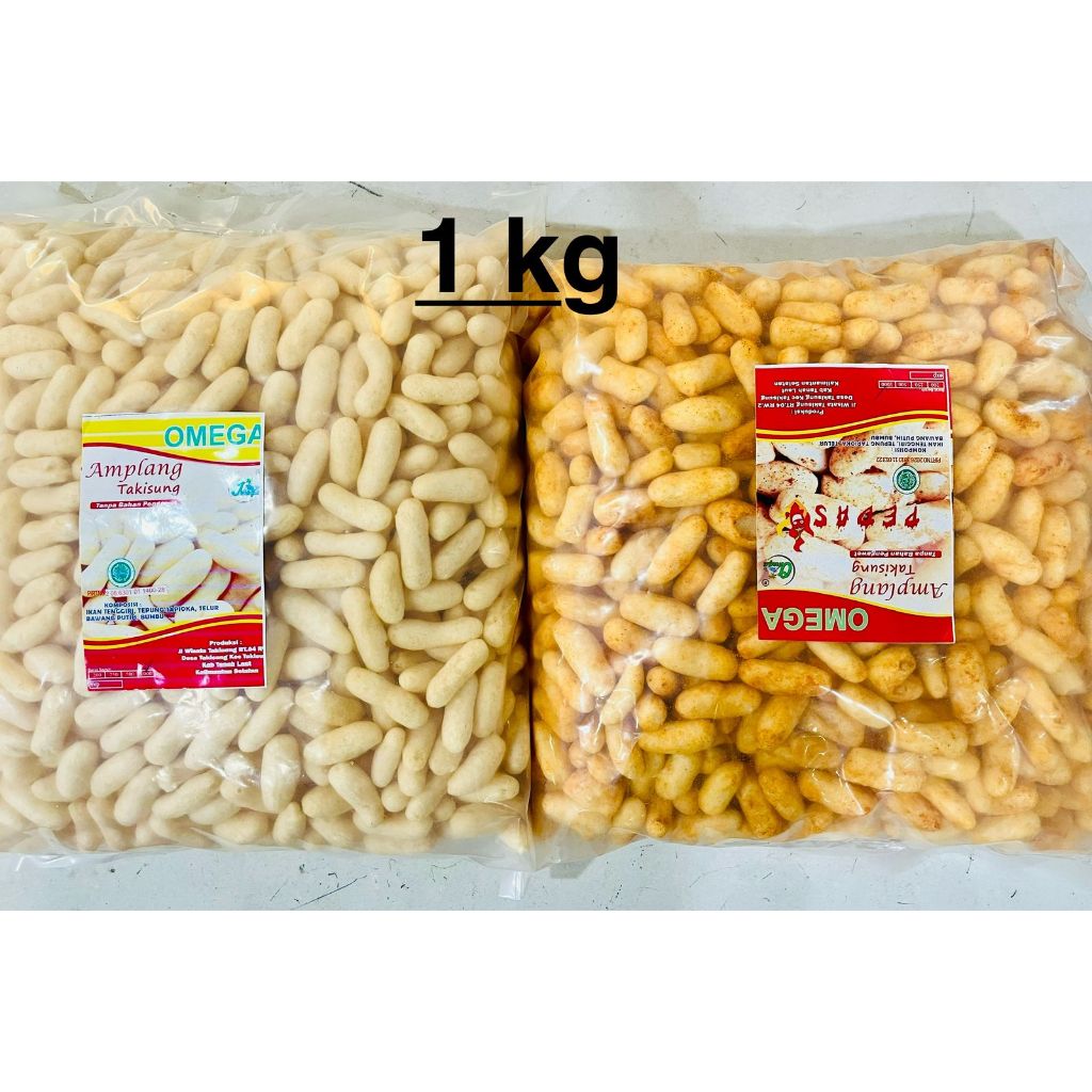 

Amplang OMEGA berat 1000 gr atau 1 kg (asli ikan tengiri rasa original dan pedas)