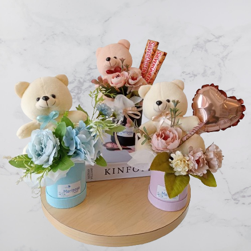Bloom Box Boneka Bery Flower Artifical Premium Pastel Custom