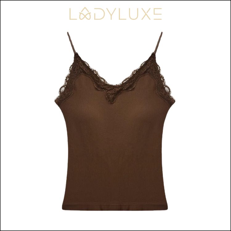 Ladyluxe - Br228 Tanktop | Bra With Cup Top Panjang Premium Long Singlet Renda Bunga Tali Spaghetti