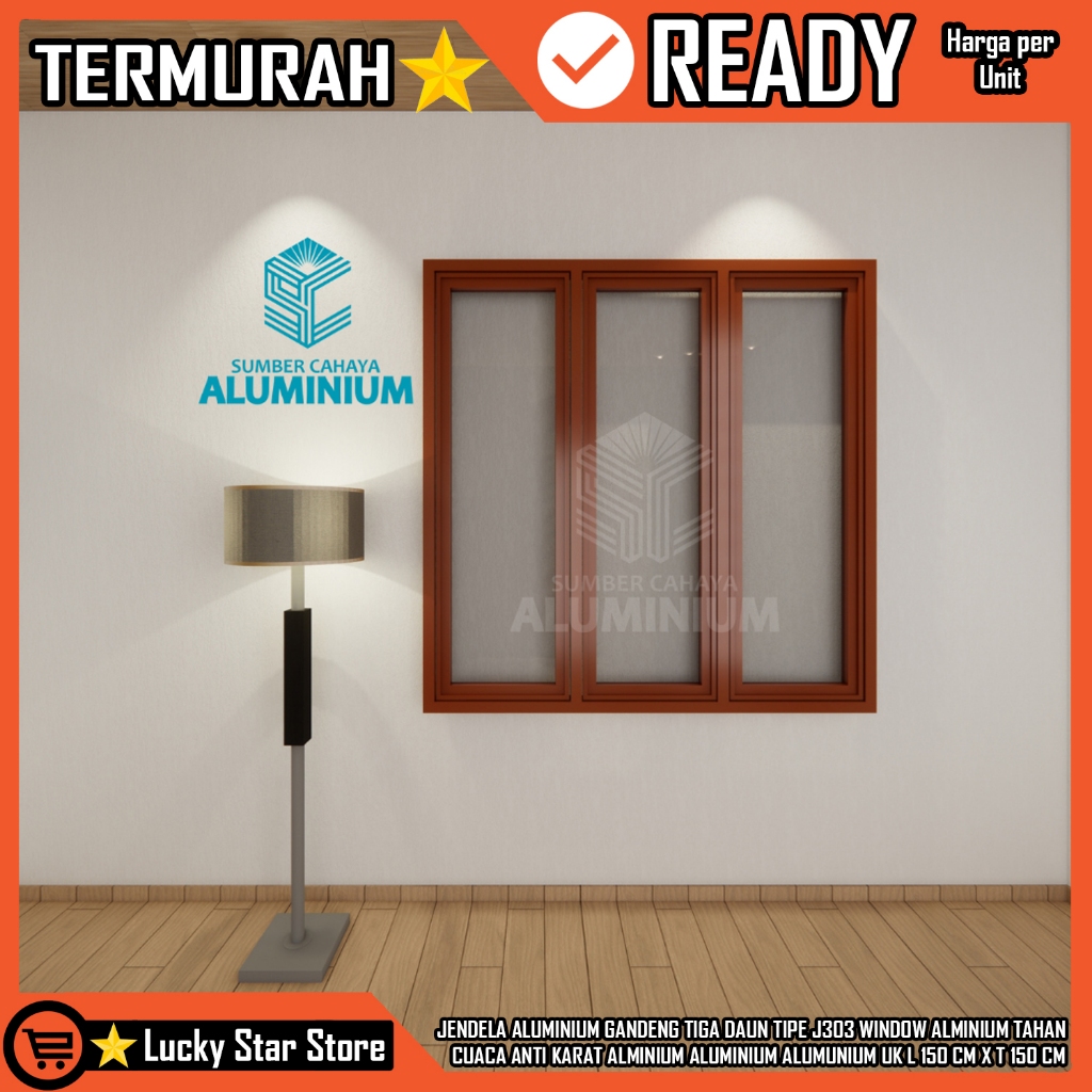 [Kargo] JENDELA ALUMINIUM GANDENG TIGA 3 DAUN TIPE J303 UKURAN L150CM X T150 CM JUNGKIT SWING WINDOW