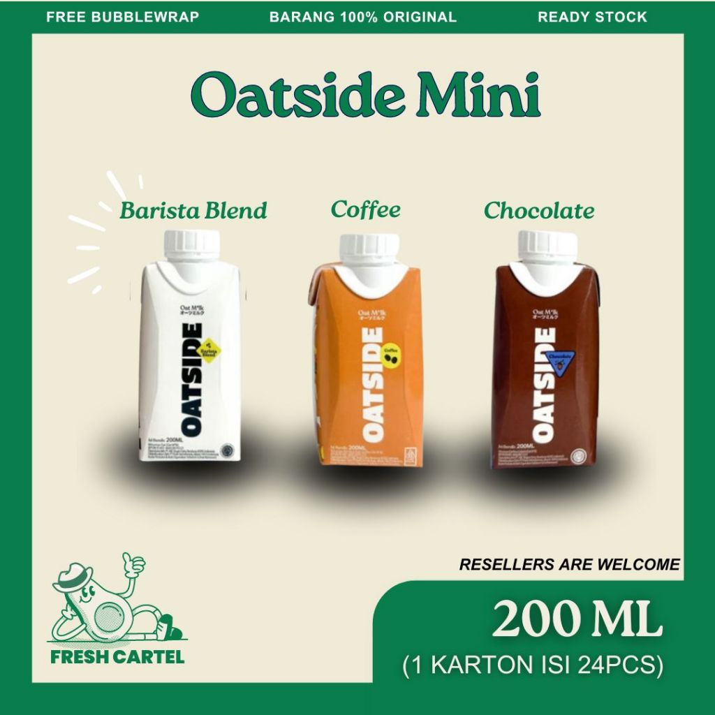

Oatside Oat Milk No Straw / Tutup Putar 200 ML 1 Dus (24 pcs) - Barista Blend - Coffee - Chocolate