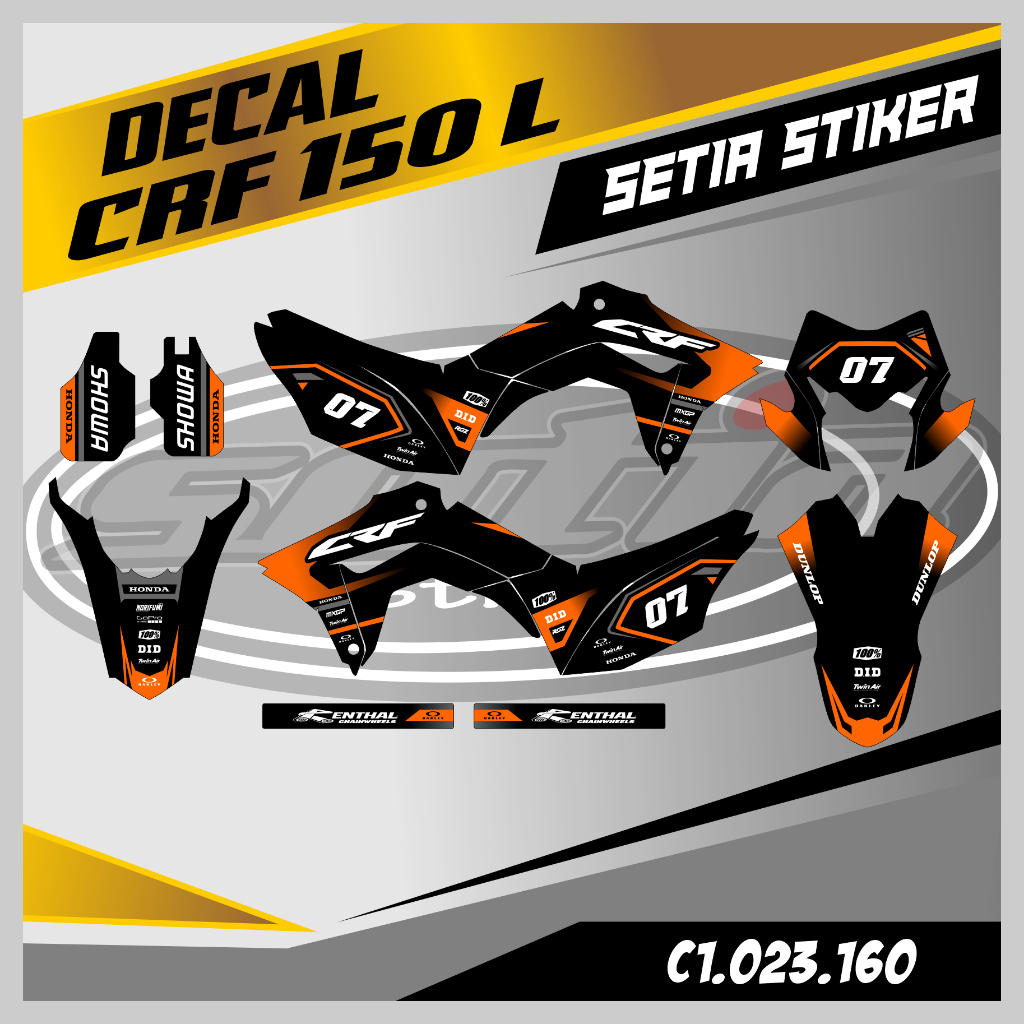 DECAL CRF 150 L, HITAM & ORANGE, SUPERMOTO, TRAIL, DESAIN BEBAS CUSTOM BARU (C1.023.170)