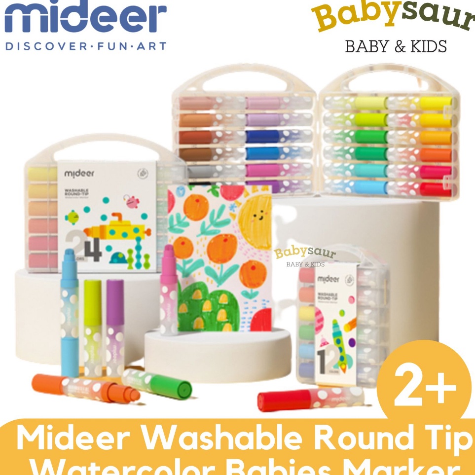 

KODE X3S4 Mideer Washable Watercolor Round Tip Marker Baby Spidol Warna Water Color Cat Air Based Safe Anak Bayi Balita Usia Umut 2 3 4 5 6 Tahun