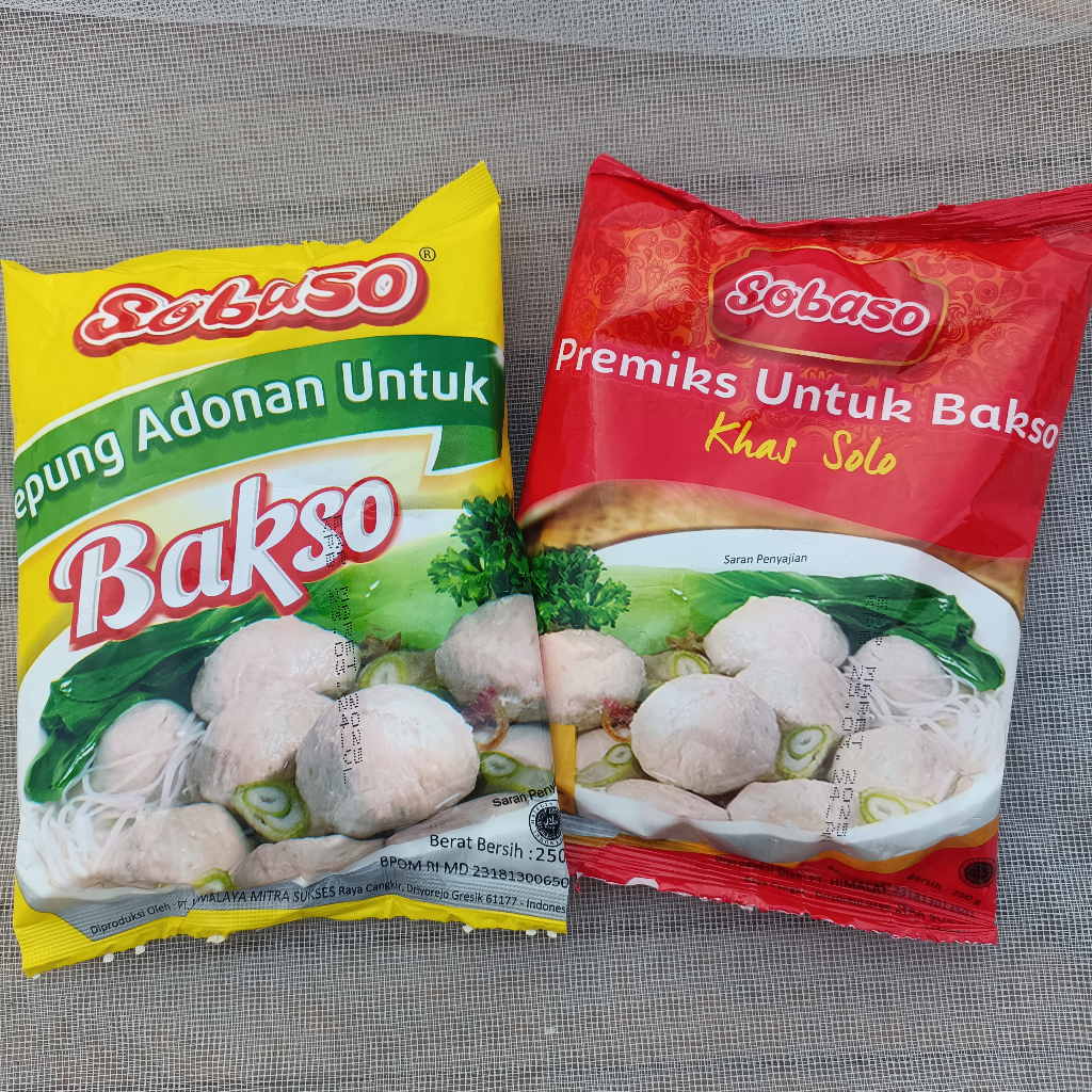 

Sobaso Tepung Adonan dan Premik sobaso 250g siap pakai mudah untuk membuat bakso