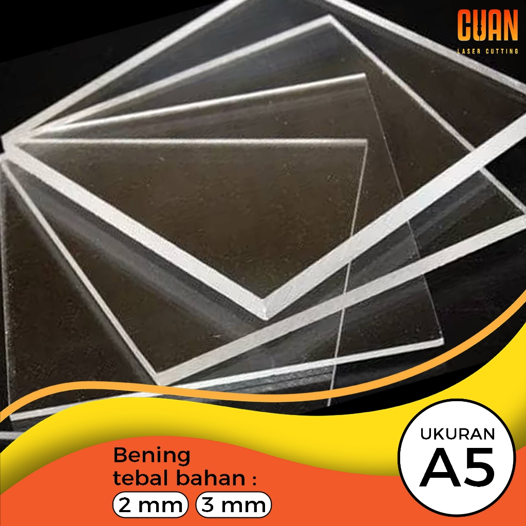 

Akrilik bening lembaran Ukuran A5 - 2mm, 3mm