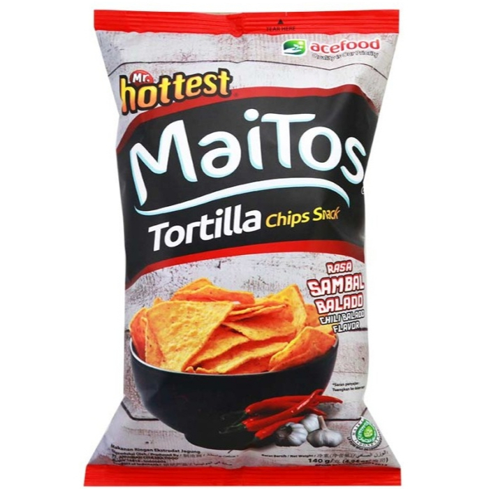 

Mr. HOTTEST MAITOS Tortila Chips Rasa Sambal Balado 140gr