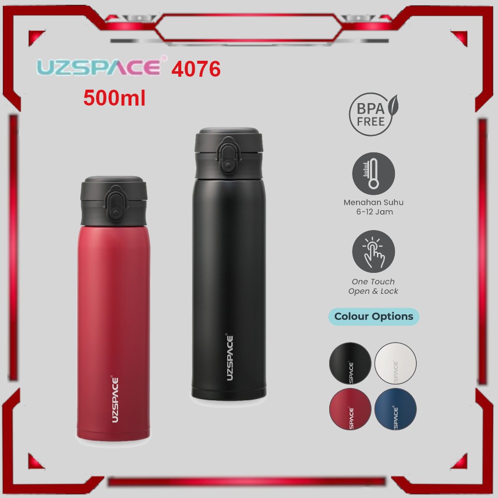 UZSPACE 4076 Botol Air Minum Stainless Steel Botol Tumbler Thermos Air Panas