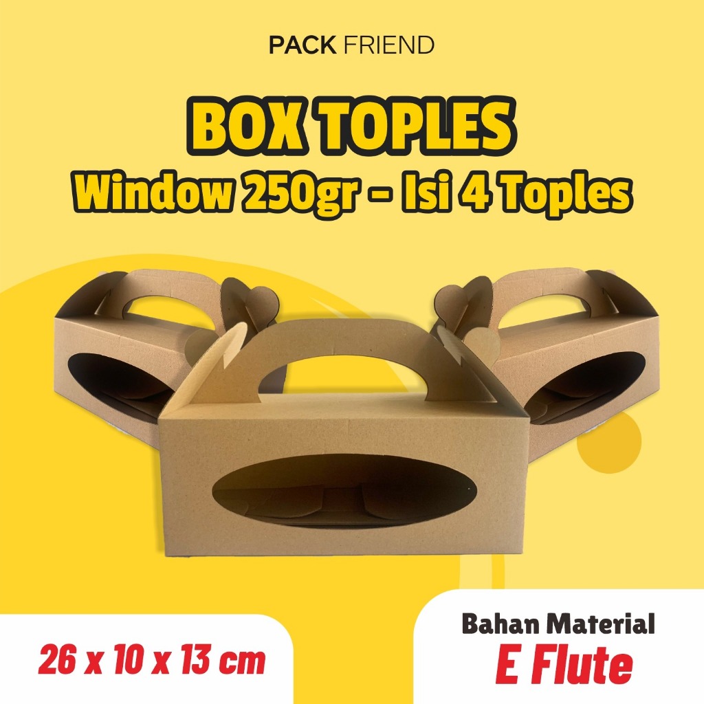 Box Toples Jinjing/ Gable Box/ Dus Hampers Parcel Kue Kering 250gr isi 4/Box Toples Kue Kering 26x13