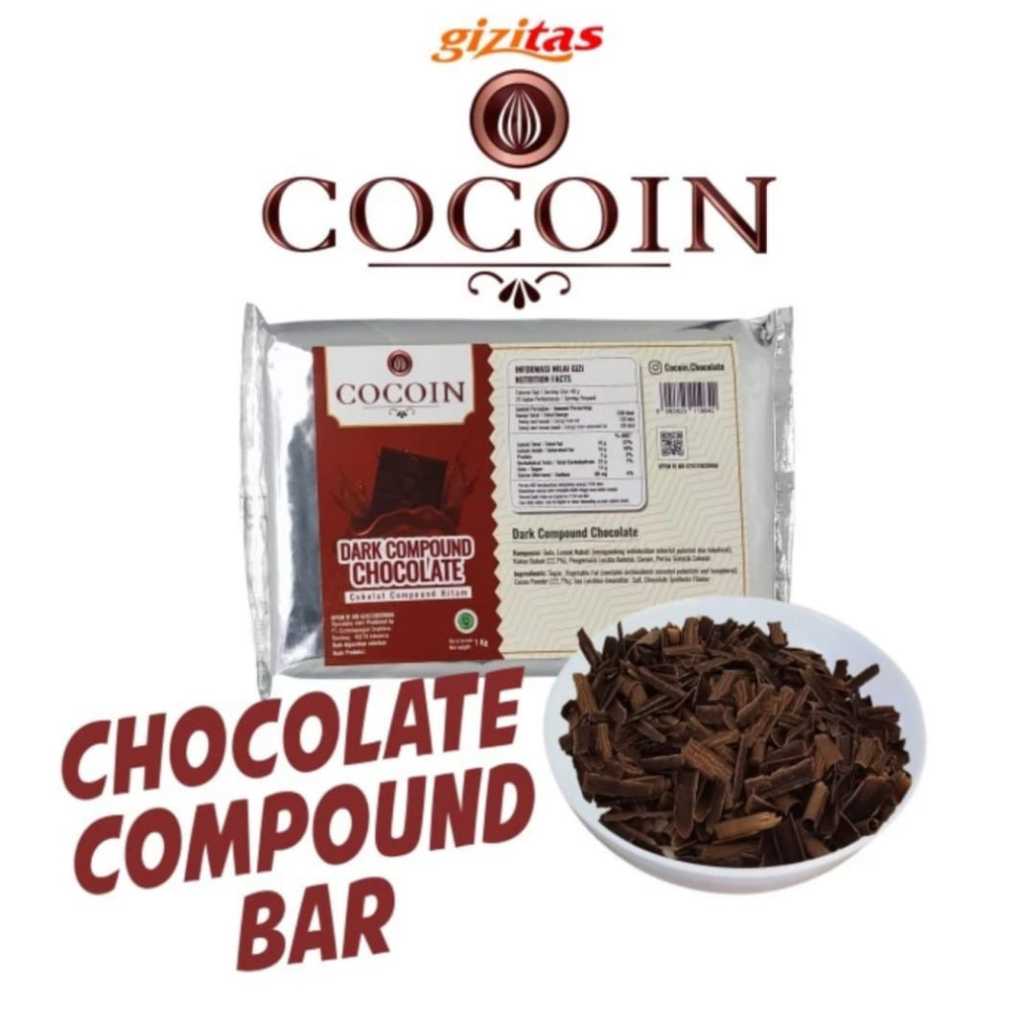 Cocoin Dark Compound Chocolate Bar 1kg | Coklat Batang | Coklat Masak