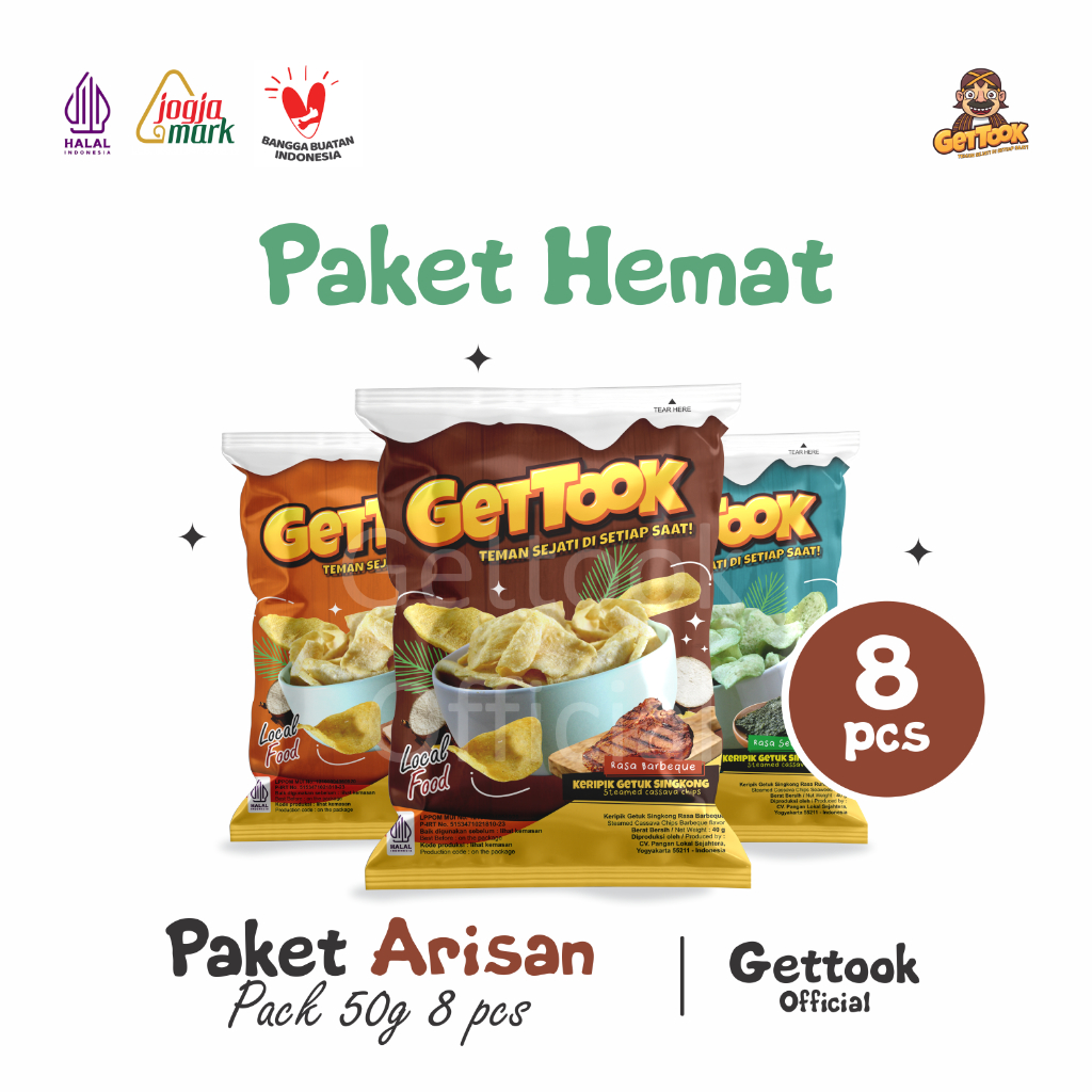

Gettook Keripik Getuk Singkong 50g Paket 8 pcs Random taste