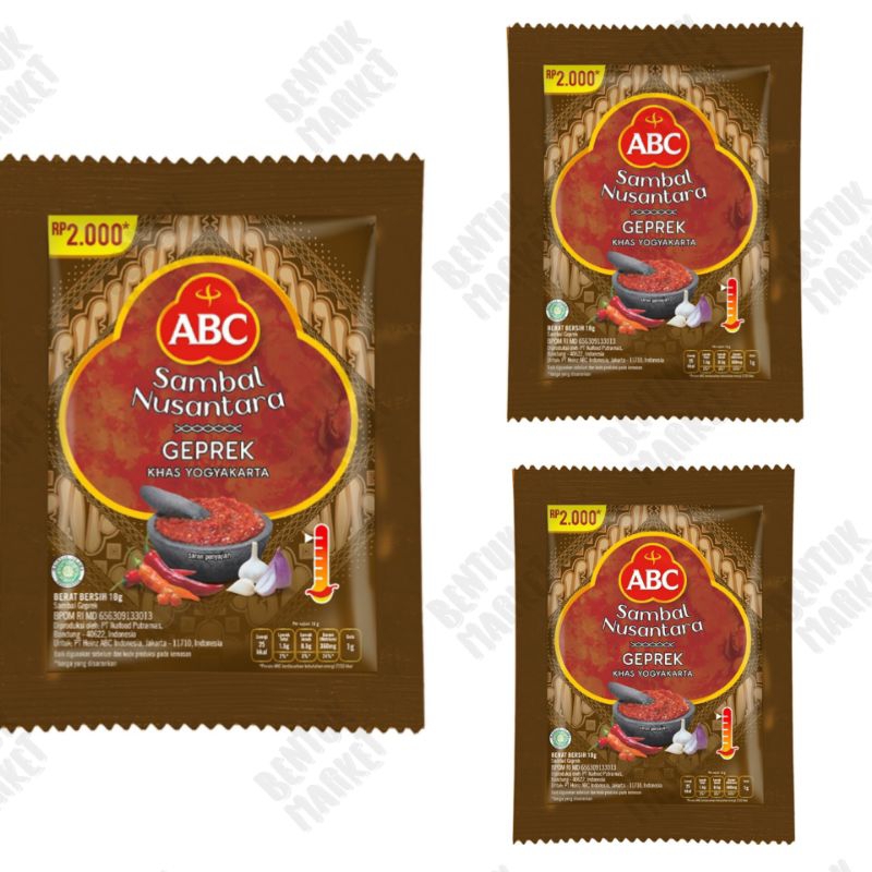 

ABC Sambal Geprek 10x18gr / Sambal Geprek / Sambal Instan / Aneka Sambal