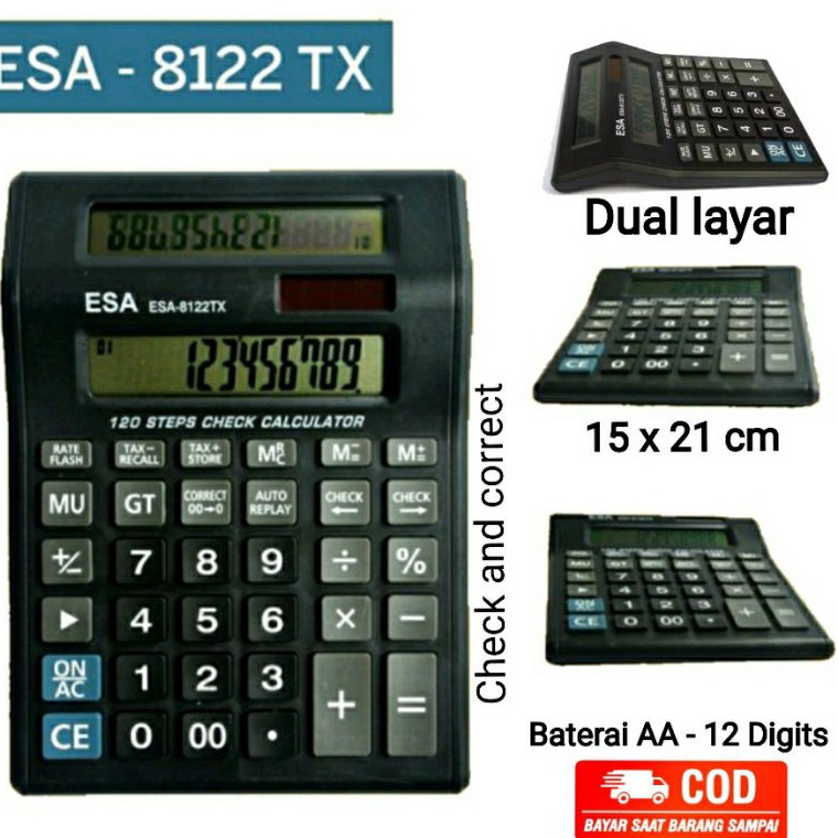 

KODE B1Y9 Ramadan Sale Kalkulator Besar 2 LAYAR Check Correct kasir Dagang Kakulator 2 Display Double Layar Dual Screen Calculator Toko BAGUS FREE BATERAI 12 digit auto replay