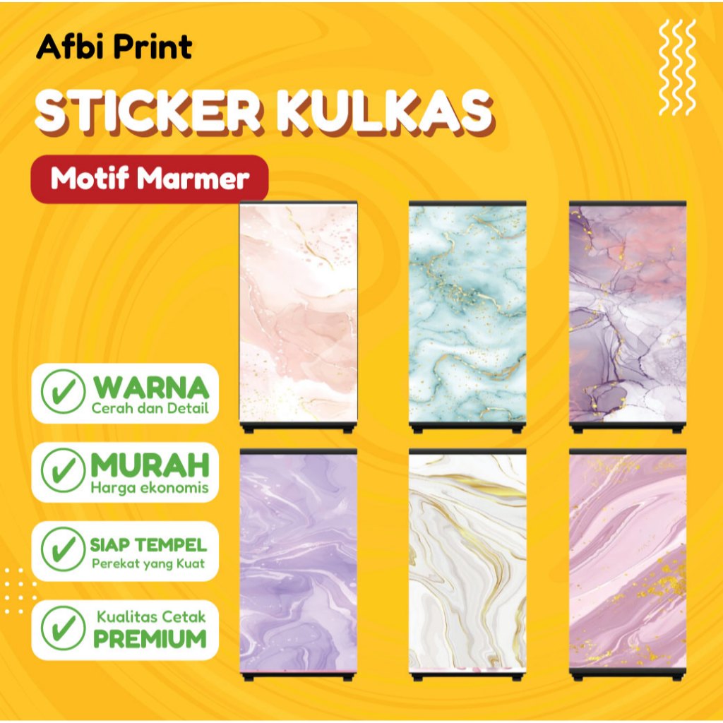 Stiker Kulkas Motif Marmer Elegant dan Keren | Stiker anti air