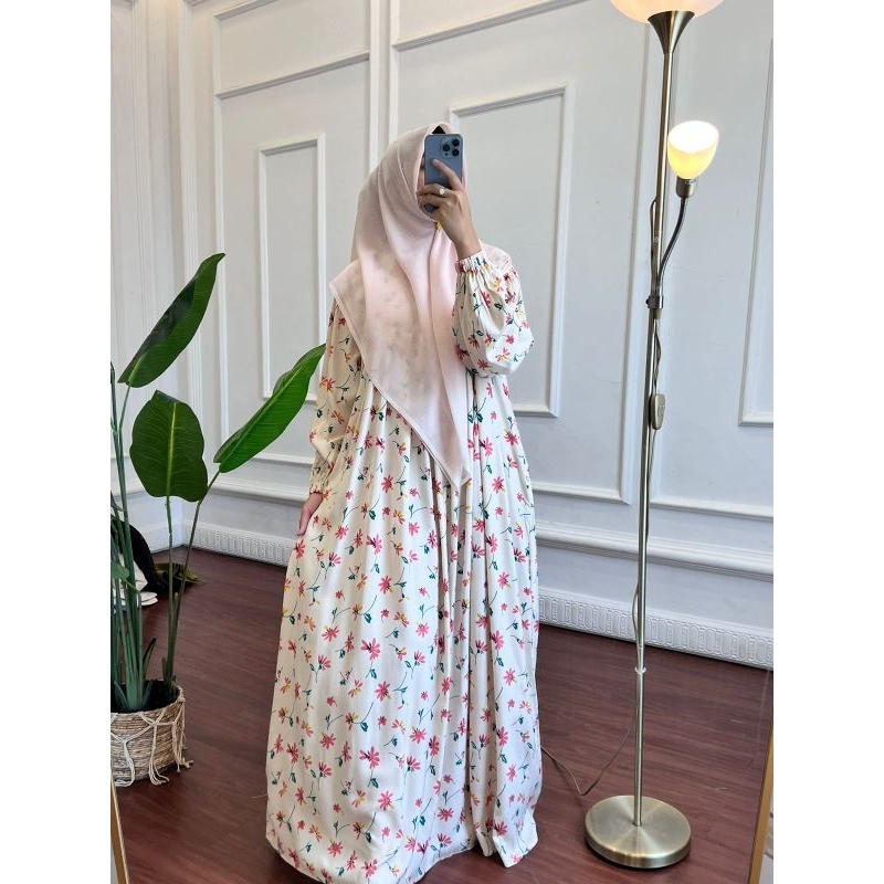 Dress Motif Bunga besar RAYON Adem lembut