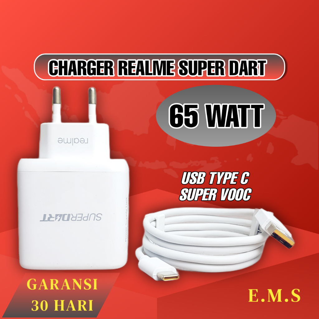 Charger Realme 7 Pro 8 Pro ORIGINAL Super Dart 65 Watt USB Type C