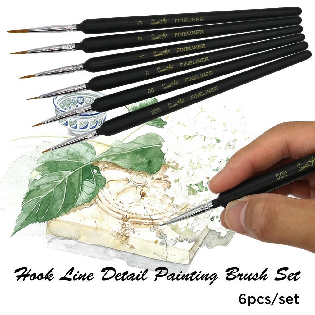 

ART D16Y SeamiArt 6pcs Hook Line Paint Brush set Kuas cat Warna air Cat akrilik Cat minyak Menggambar kuas