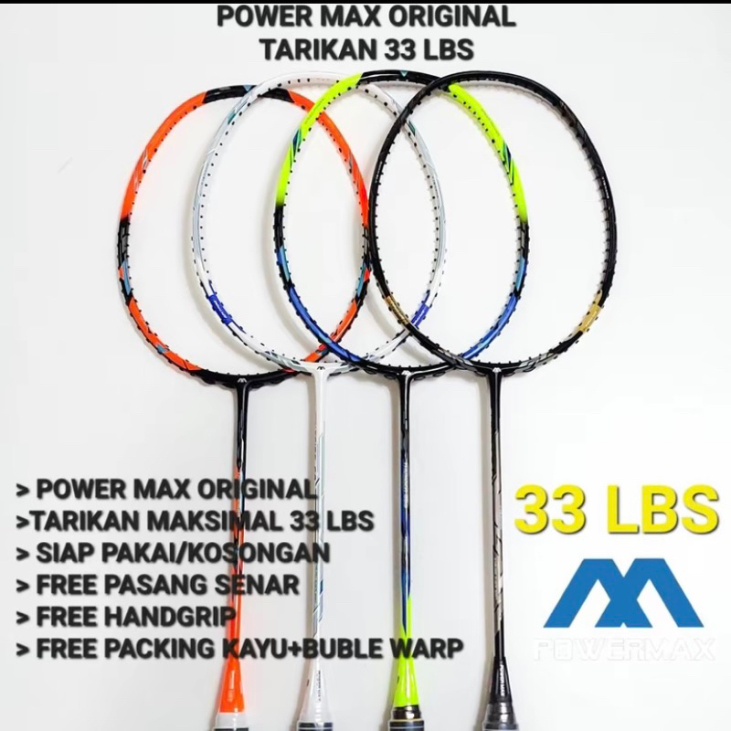 Raket Badminton POWERMAX 33 LBS - ORIGINAL