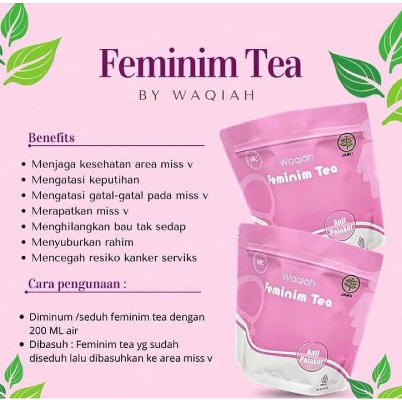 

Feminime Tea Waqiah - Teh Kewanitaan -Teh Herbal -Teh Manjakani -Teh Daun sirih - Obat Keputihan -Herbal keputihan