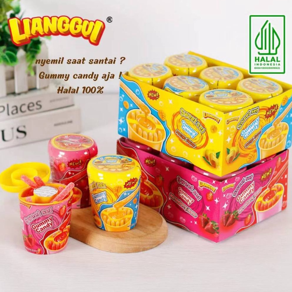 

Promo Sale HALAL Permen Lianggui Sticky Sweet Set Gummy dengan Saus Selai Rasa Stoberi Mangga 6g MANGGA Permen Buah Candy Corno Permen LunakJelly Kupas 4 Varian Rasa Permen Rasa Buah Mangga Jeruk Strawberry Permen Lunak