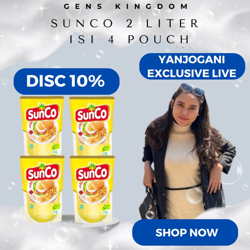 

Promosi Spesial MINYAK SUNCO 2 LITER ISI 4 POUCH KHUSUS LIVE YANJOGANI