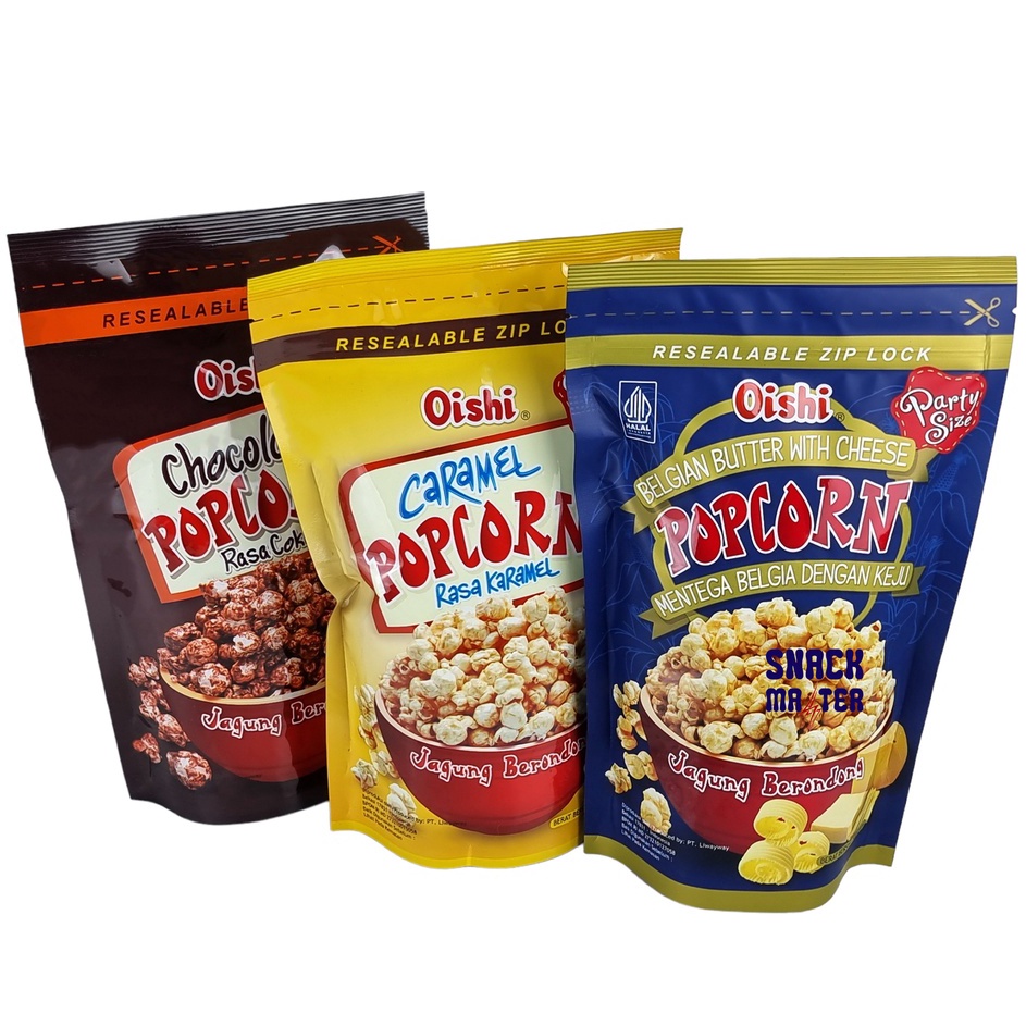 

Super Laris Oishi Popcorn Karamel Cokelat Pouch Netto 1 gr