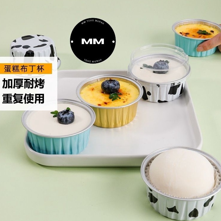 GROSIR 1pcs Aluminium foil cup kue box kotak dessert puding mochi egg tart makanan Ready