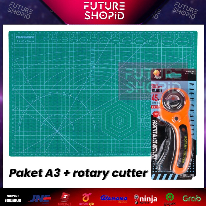 

ART J78E Paket Cutting Mat A3 2 sisi Rotary Cutter 45mm Craft Desain Ukir Design Tatakan Pemotong Kertas