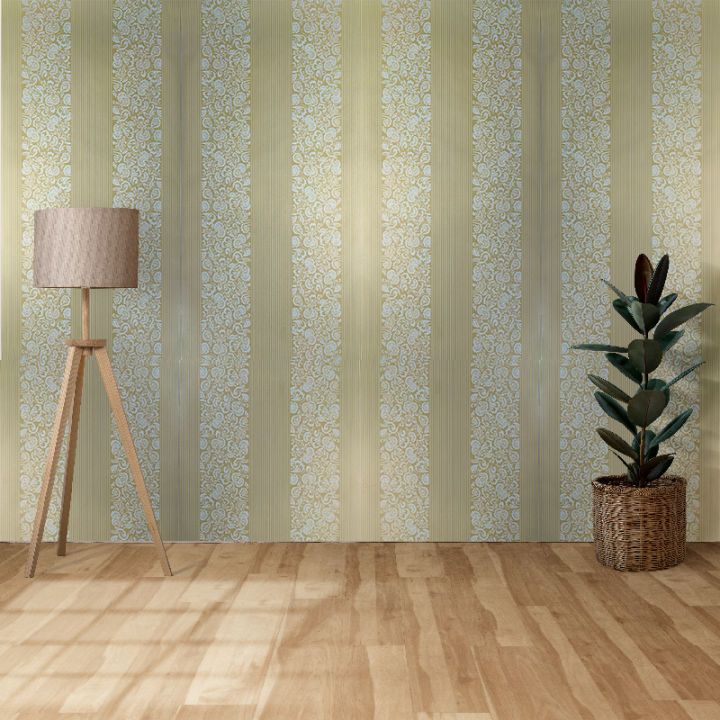 Wallpaper stiker dinding motif batik garis warna gold kode cy1278