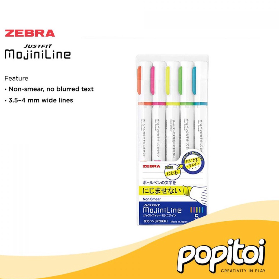 

KODE H3G4 Zebra Mojini Line Highlighter Set of 5 pastel mildliner MojiniLine