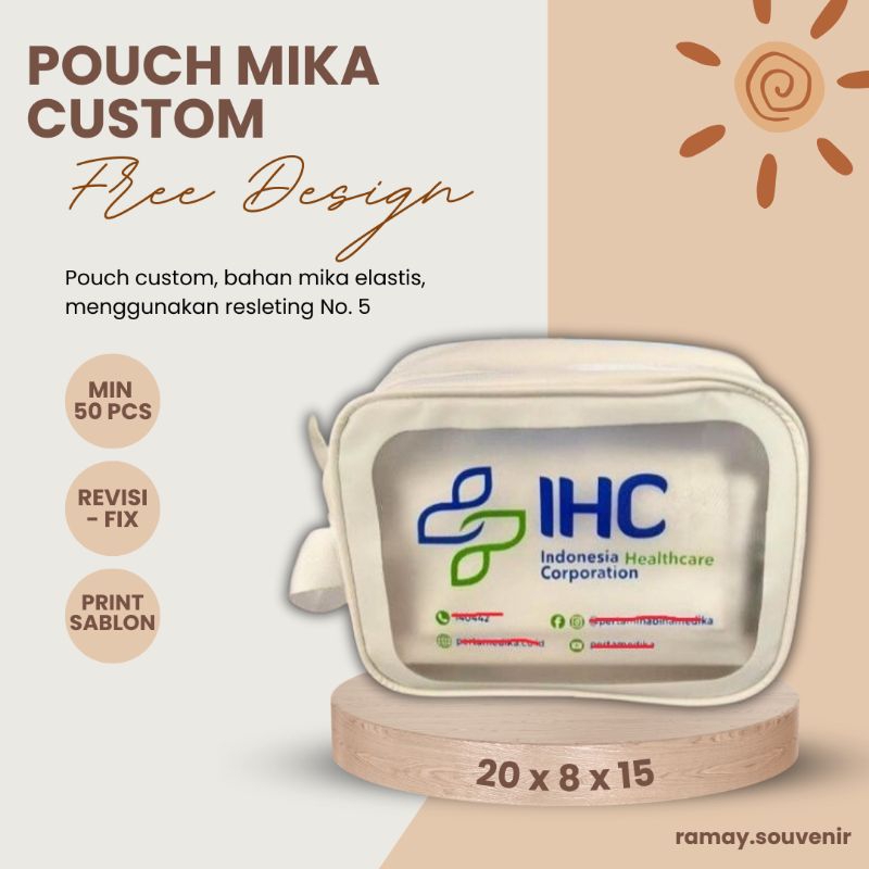 POUCH MIKA SABLON UK. 20X8X15 MURAH/POUCH MIKA FREE DESAIN/POUCH MIKA PREMIUM/POUCH SKINCARE/POUCH H