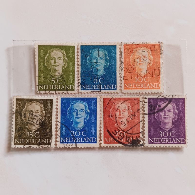 

(AB) Perangko Belanda 1949 - 1951 Queen Juliana Set 7pcs Used