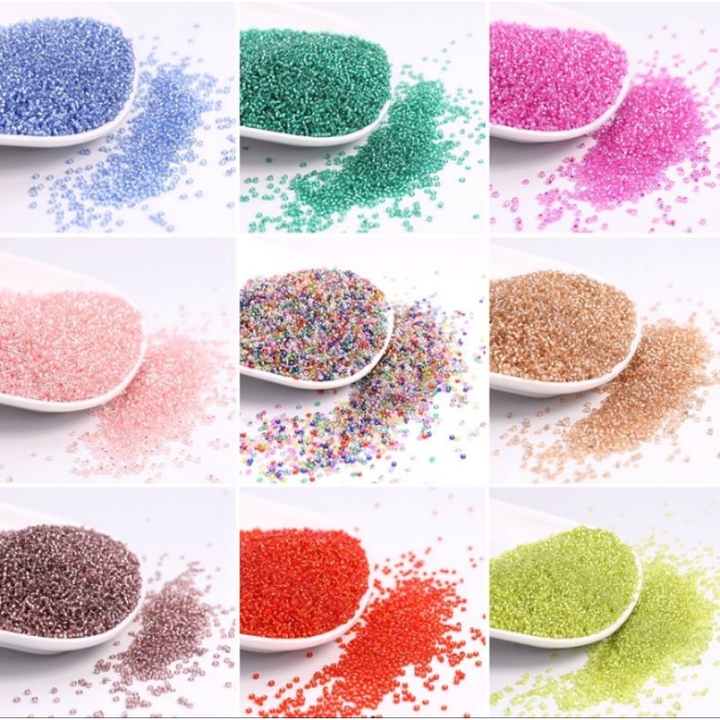 15 gr Mote RGB Jepang 2mm 12/0 Impor Import Pasir Kaca Sembur Pelangi Payet Borci Monte Manik Pasira