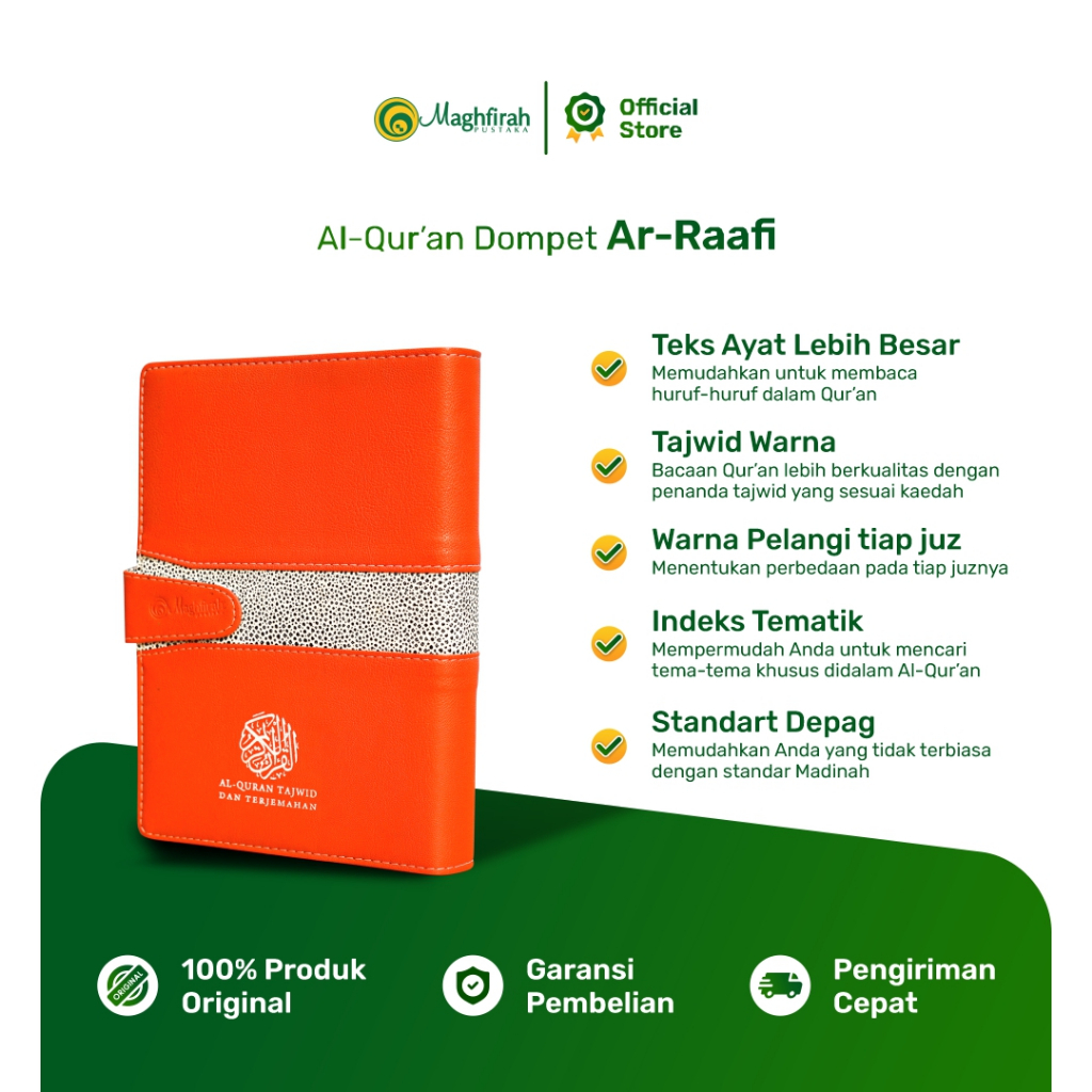 Maghfirah Pustaka Ar-Raafi Mushaf Al Quran Terjemahan & Tajwid Warna Dompet Alquran Hafalan A5