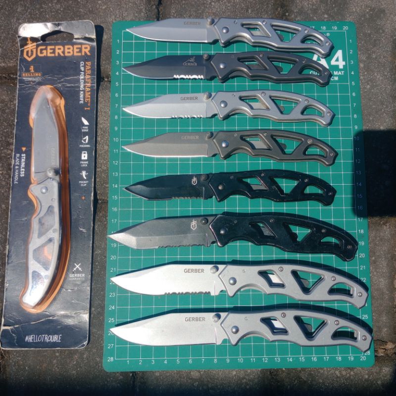 GERBER PARAFRAME Mini 1 2 Frame lock folding knives Titanium nitrate finish combo plain