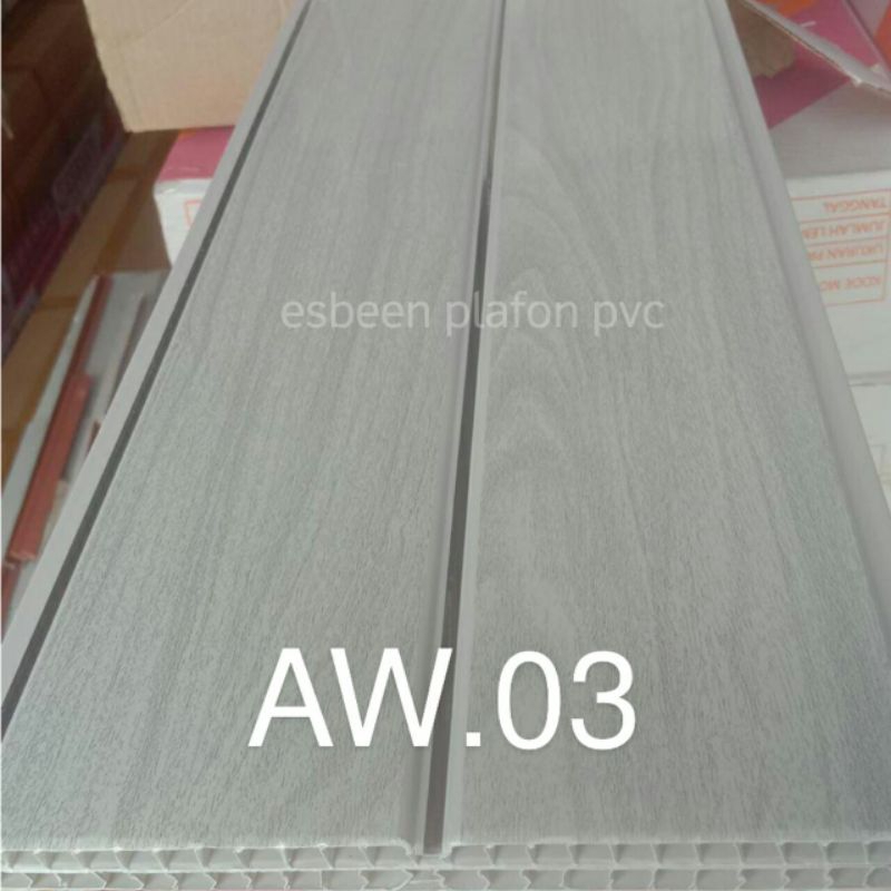 plafon pvc putih serat kayu nat silver