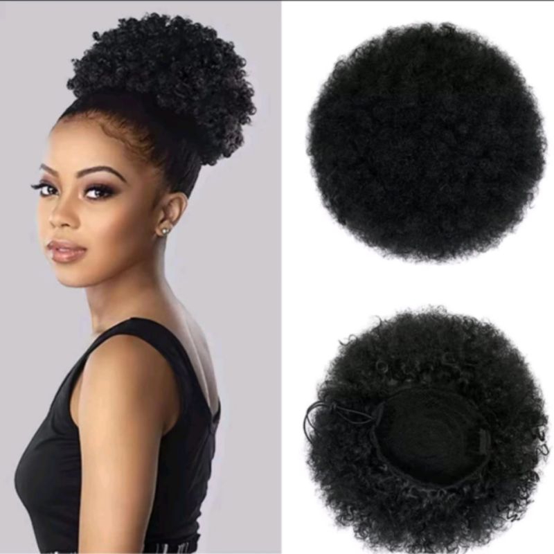 Sanggul Wanita Pendek Keriting Rambut Puff Afro Sintetis Sanggul Wanita Kribo  Cepol Kribo