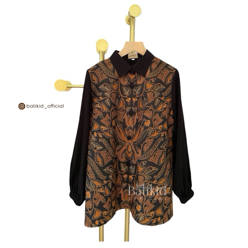 batikid official - atasan batik wanita kombinasi polos