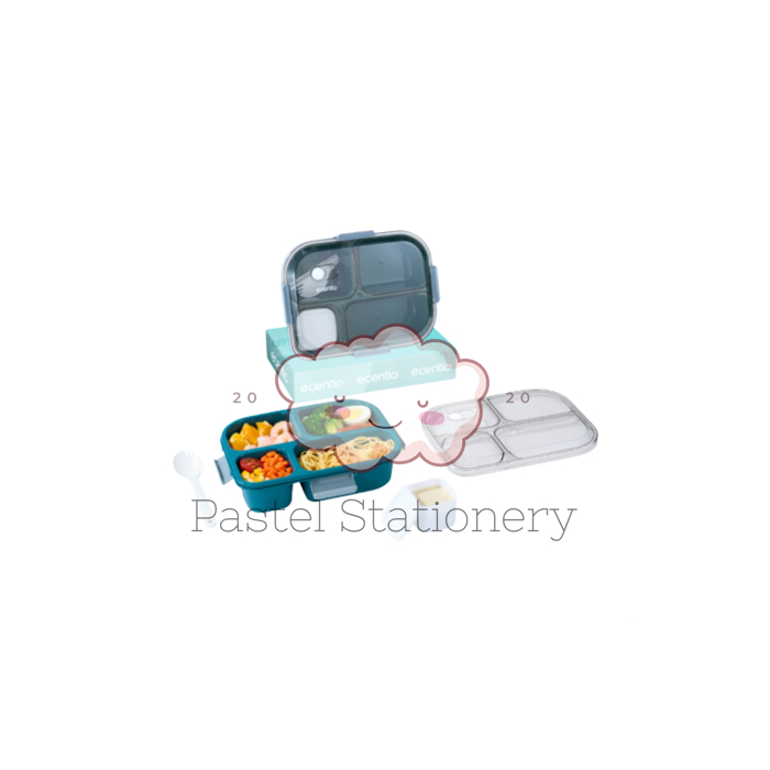 Lunch Box Set Ecentio 1100ml 4 Grid - Kotak Makan Tempat Bekal Anti Tumpah 4 Slot